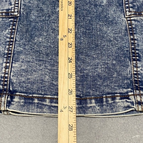 Aeropostale Acid Wash Denim Pinafore Dress Blue Jean Mini Strappy Size M - Picture 7 of 11